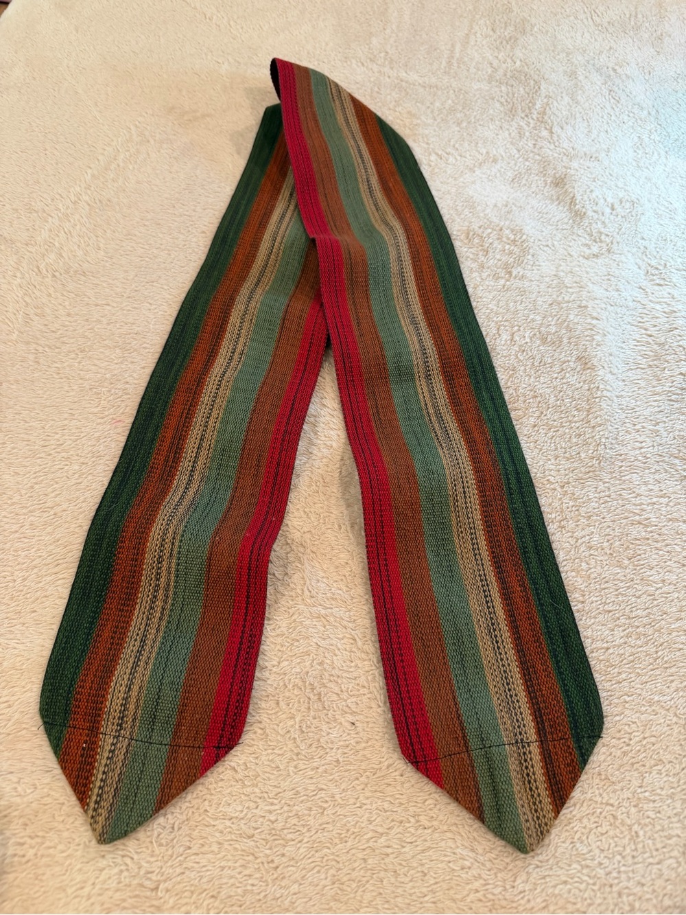 Multicolor Striped Knit Scarf - Green/Red/Yellow